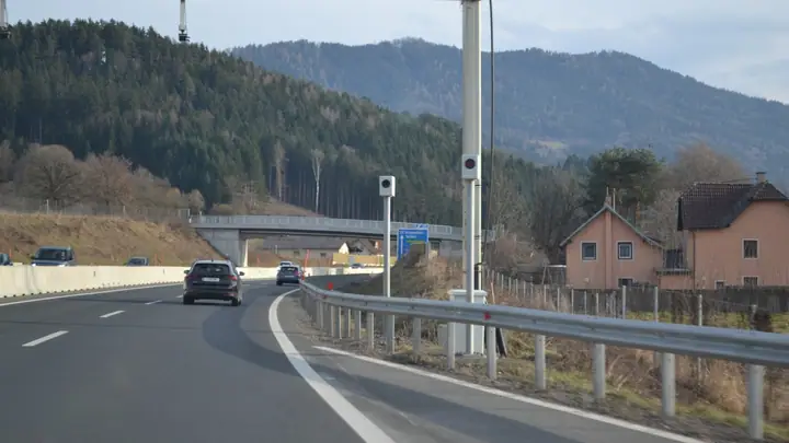 Speed camera beside a European road