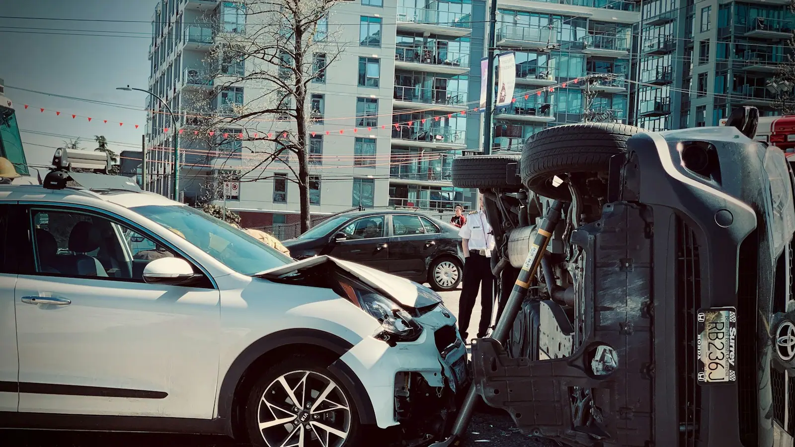 One car run into the back of another, the rear-end scenario covered by box 8 of the accident form