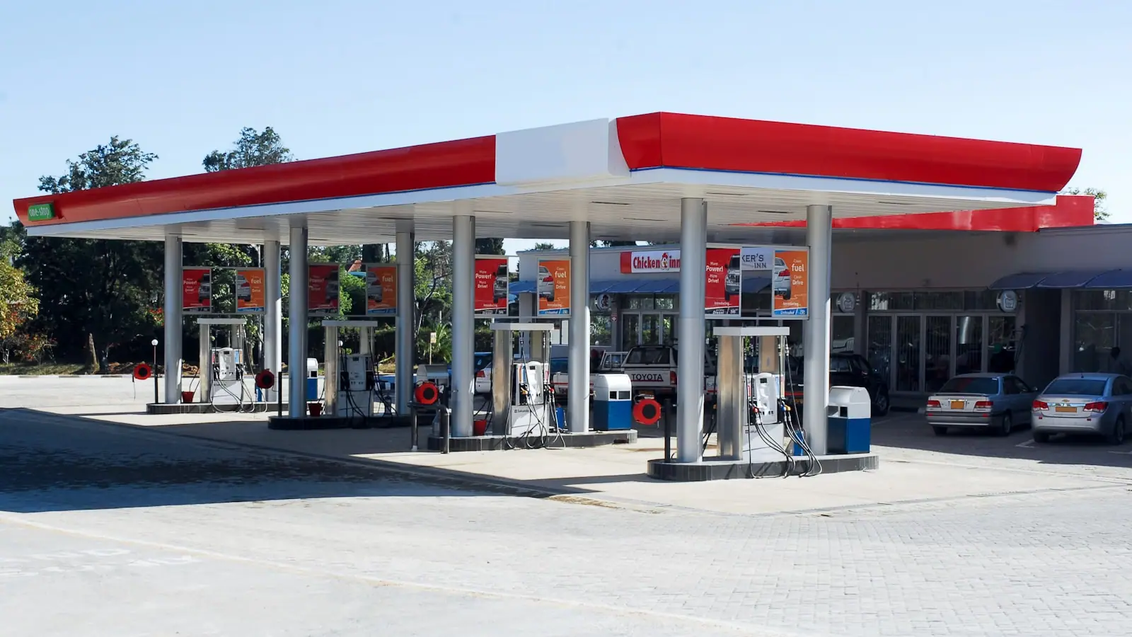 Fuel pumps at a European petrol station